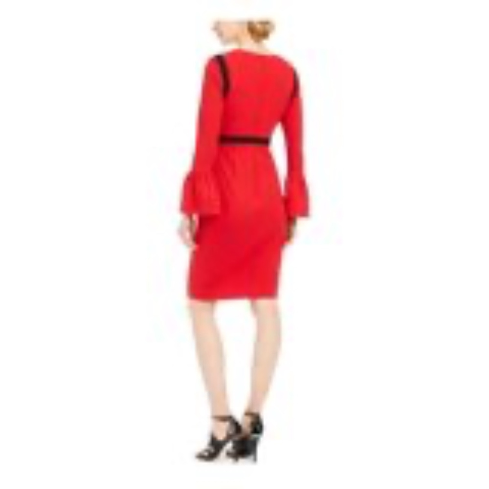 CALVIN KLEIN bell sleeve knee length dress in red size 10 - Picture 3 of 4